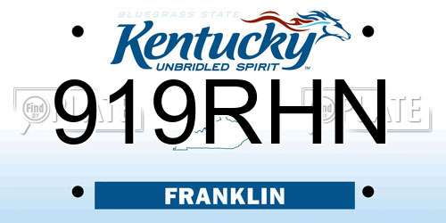 919RHN Kentucky License Plate