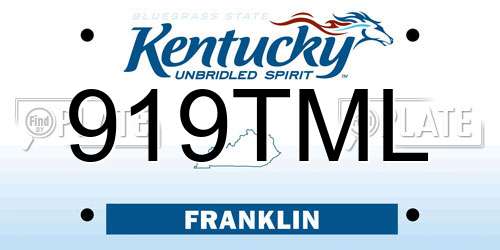 919TML Kentucky License Plate