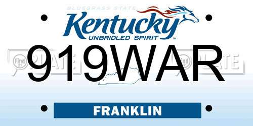 919WAR Kentucky License Plate