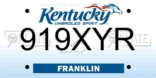 919XYR Kentucky License Plate