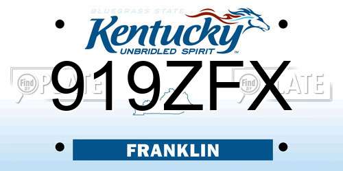 919ZFX Kentucky License Plate