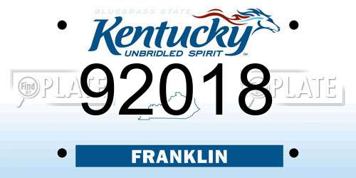 92018 Kentucky License Plate