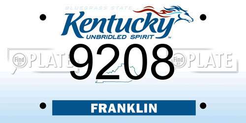 9208 Kentucky License Plate