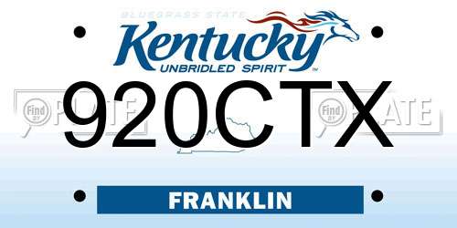 920CTX Kentucky License Plate