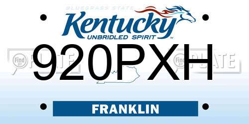 920PXH Kentucky License Plate