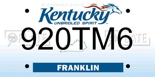 920TM6 Kentucky License Plate