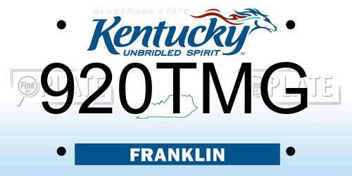 920TMG Kentucky License Plate