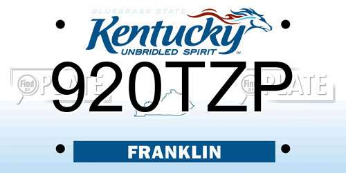 920TZP Kentucky License Plate