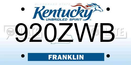 920ZWB Kentucky License Plate