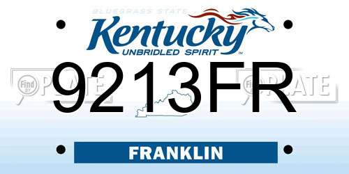 9213FR Kentucky License Plate