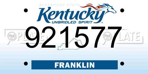 921577 Kentucky License Plate