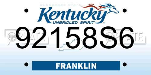 92158S6 Kentucky License Plate
