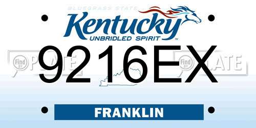 9216EX Kentucky License Plate