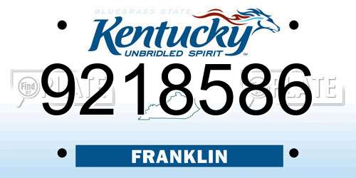 9218586 Kentucky License Plate