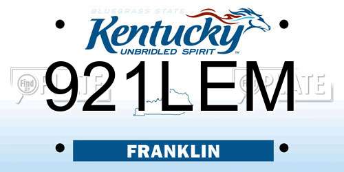 921LEM Kentucky License Plate