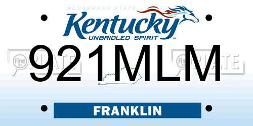 921MLM Kentucky License Plate