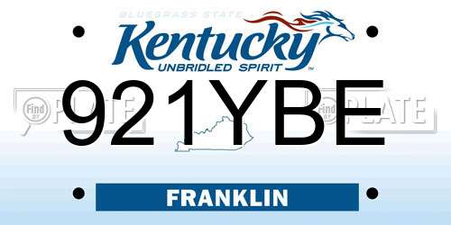 921YBE Kentucky License Plate