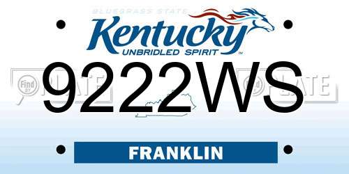 9222WS Kentucky License Plate