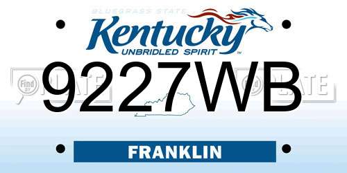 9227WB Kentucky License Plate