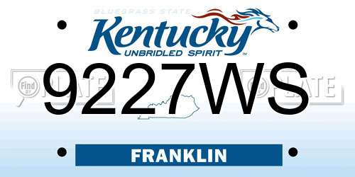 9227WS Kentucky License Plate