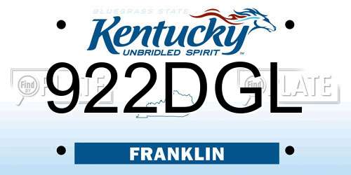 922DGL Kentucky License Plate