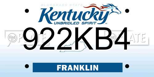 922KB4 Kentucky License Plate