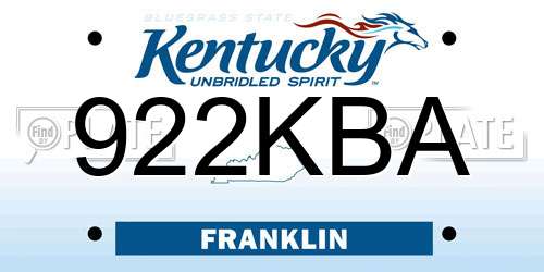 922KBA Kentucky License Plate