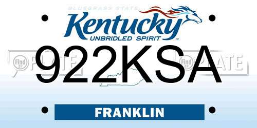 922KSA Kentucky License Plate