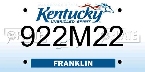 922M22 Kentucky License Plate