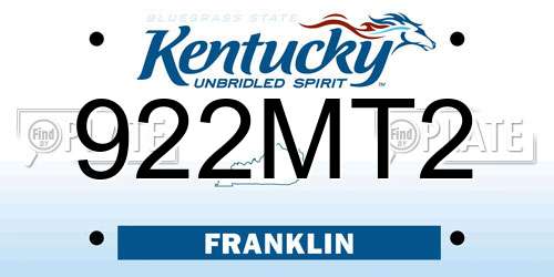922MT2 Kentucky License Plate