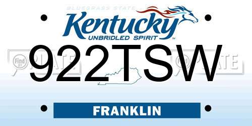 922TSW Kentucky License Plate