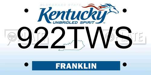 922TWS Kentucky License Plate
