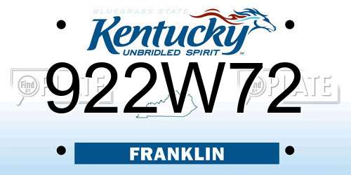 922W72 Kentucky License Plate