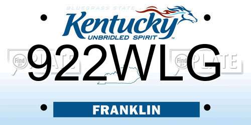 922WLG Kentucky License Plate