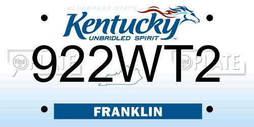 922WT2 Kentucky License Plate