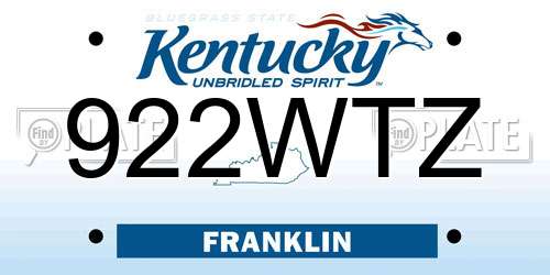 922WTZ Kentucky License Plate