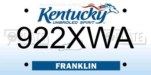 922XWA Kentucky License Plate