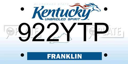 922YTP Kentucky License Plate