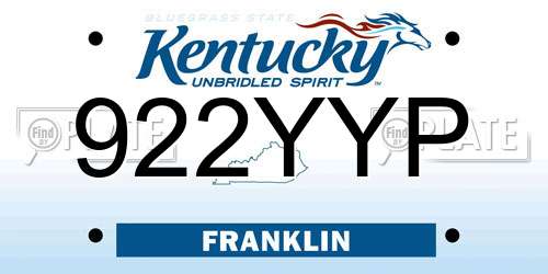 922YYP Kentucky License Plate