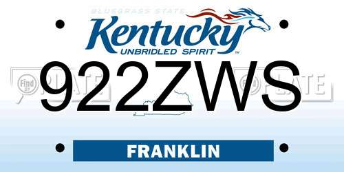 922ZWS Kentucky License Plate