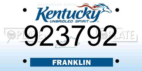 923792 Kentucky License Plate