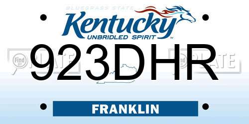 923DHR Kentucky License Plate