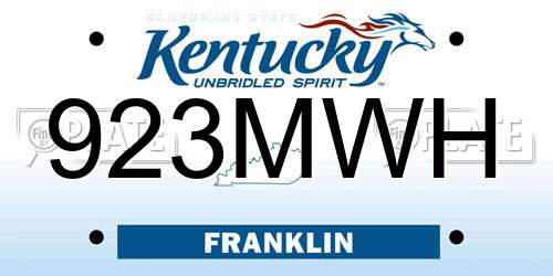 923MWH Kentucky License Plate