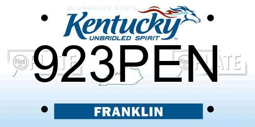 923PEN Kentucky License Plate