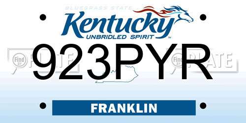 923PYR Kentucky License Plate