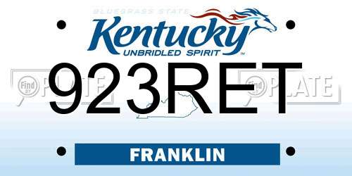 923RET Kentucky License Plate