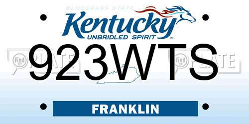 923WTS Kentucky License Plate