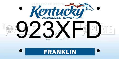 923XFD Kentucky License Plate