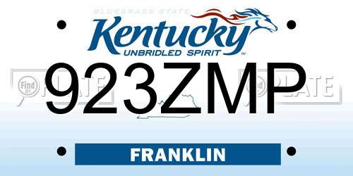 923ZMP Kentucky License Plate