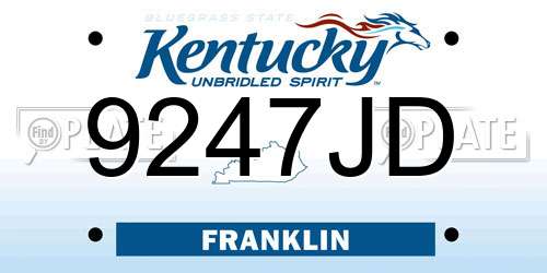 9247JD Kentucky License Plate